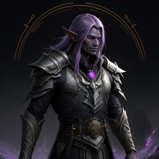 Drow Hunter in Misty Forest, Digital Matte Painting