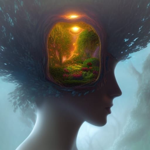 blooming garden in an open mind