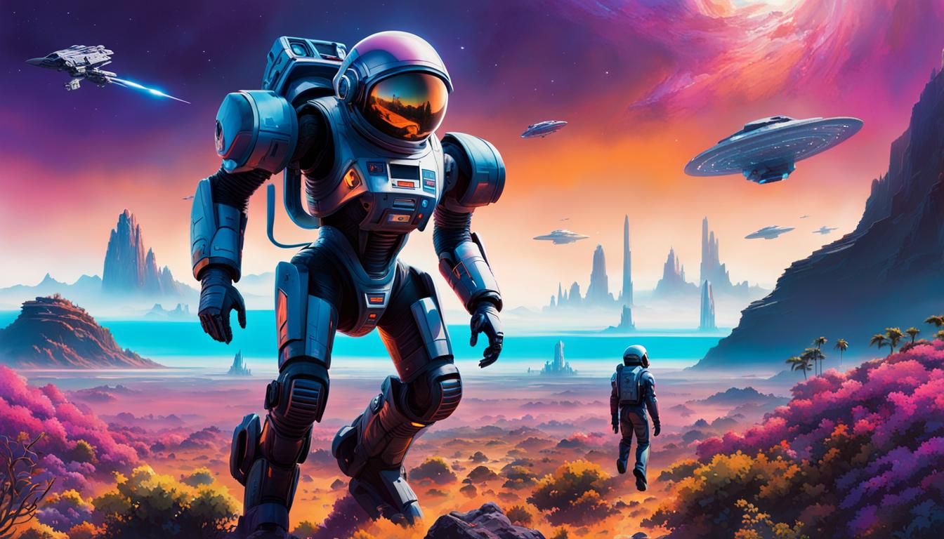 Alien Planet Explorer in Futuristic Sci-Fi Style