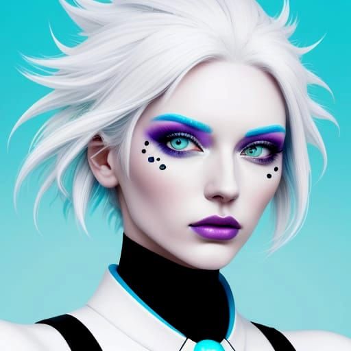 Unique White Hairstyle Portrait