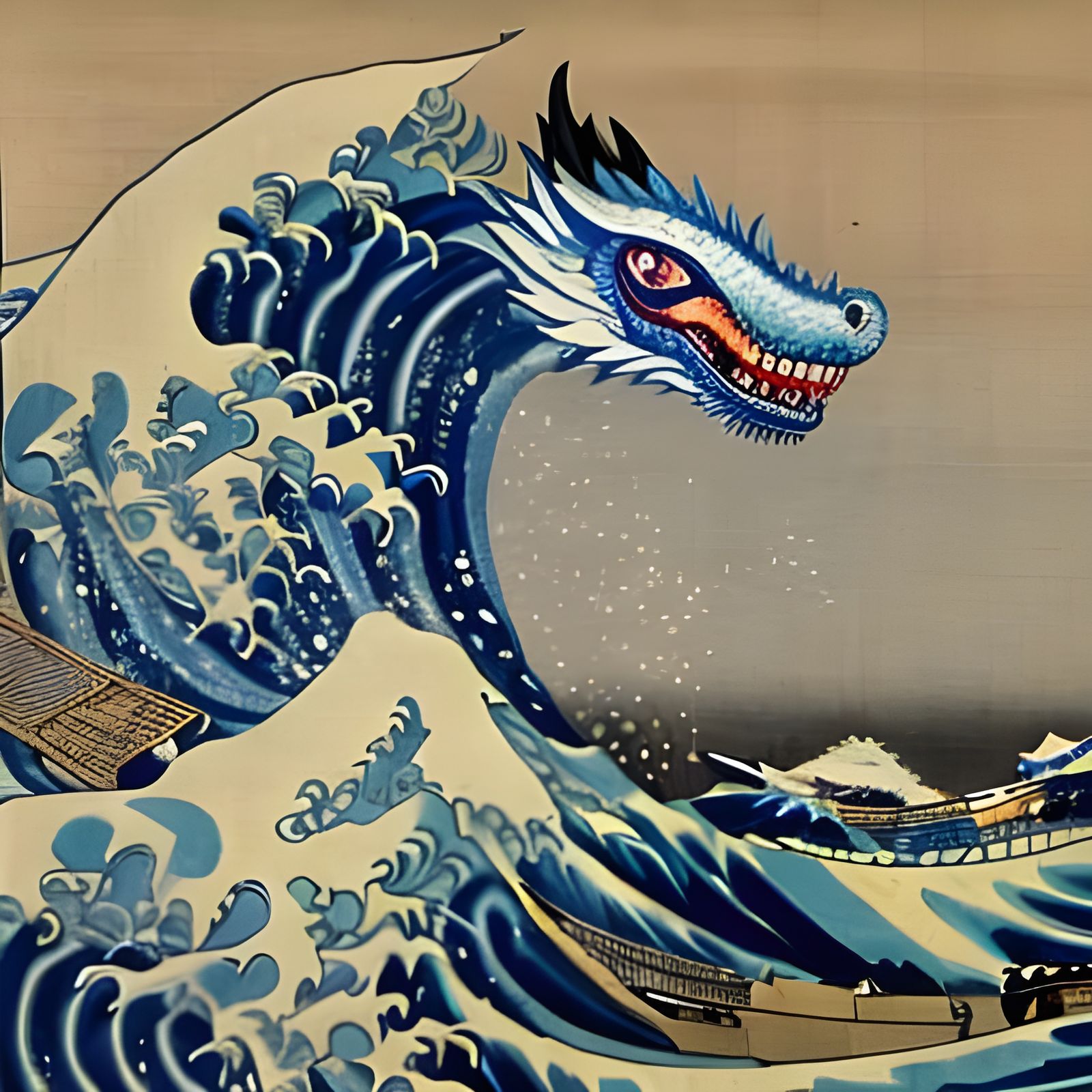 Blue Dragon in Japanese Art Style