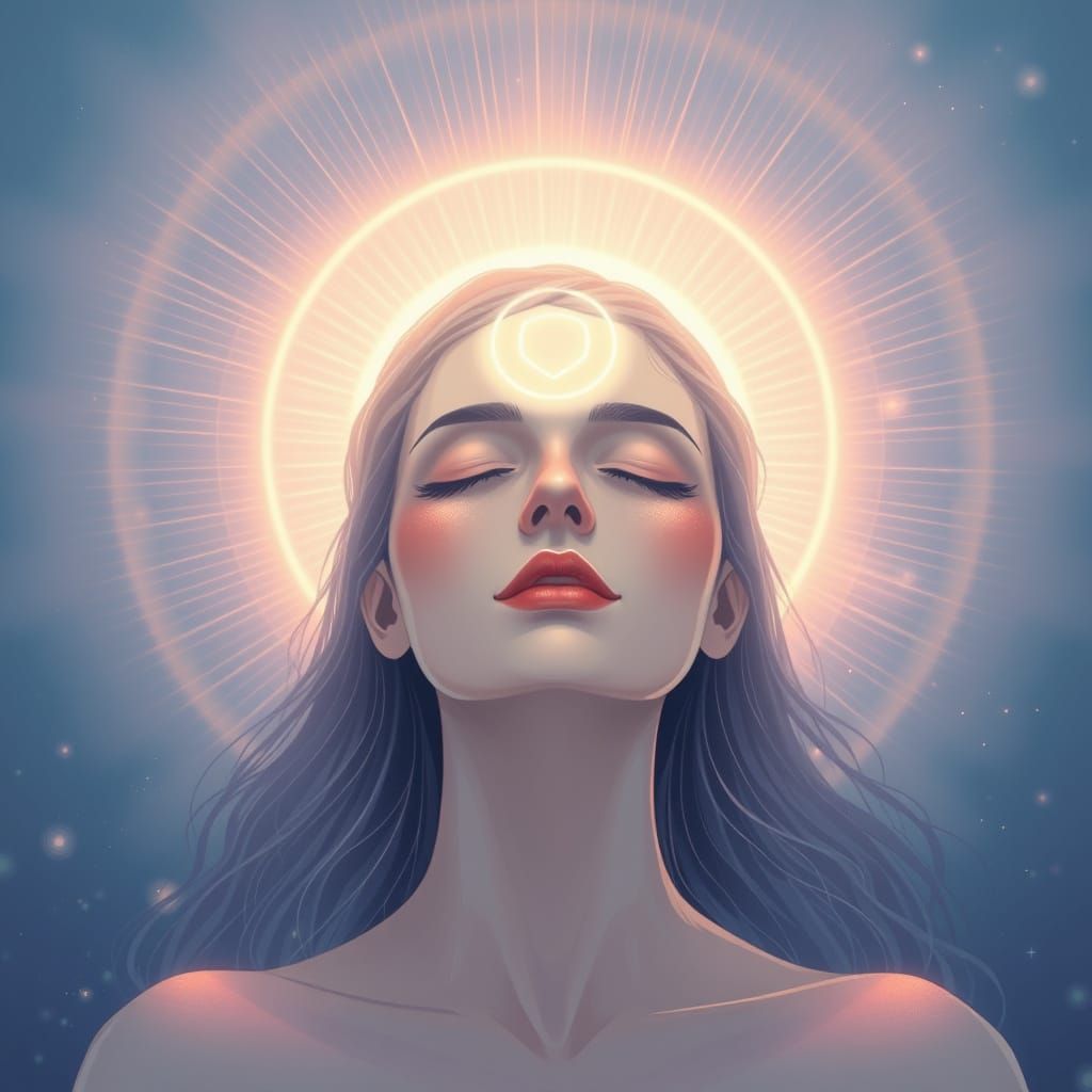 Ethereal Goddess Radiates Unity and Peace with Circumpunct S...