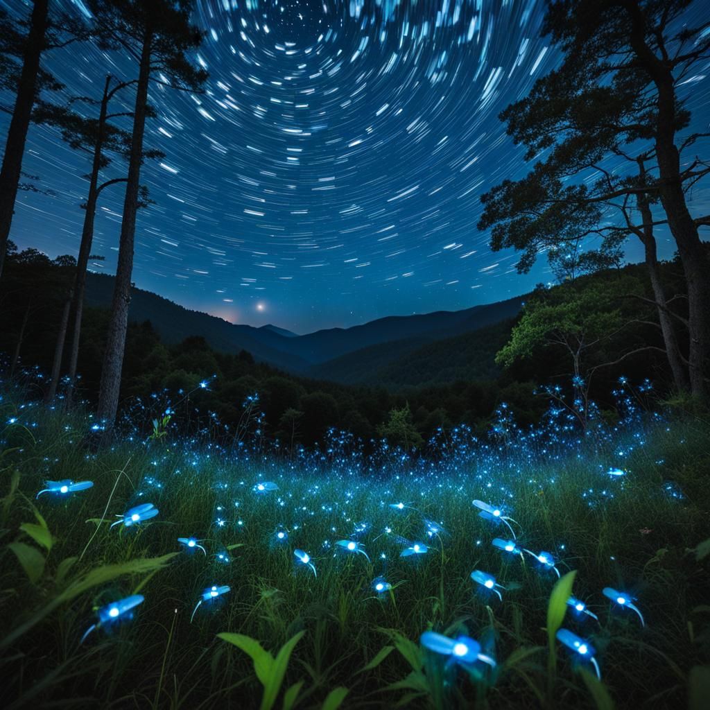 Blue Ghost Fireflies in the Mountains of Western North Carolina