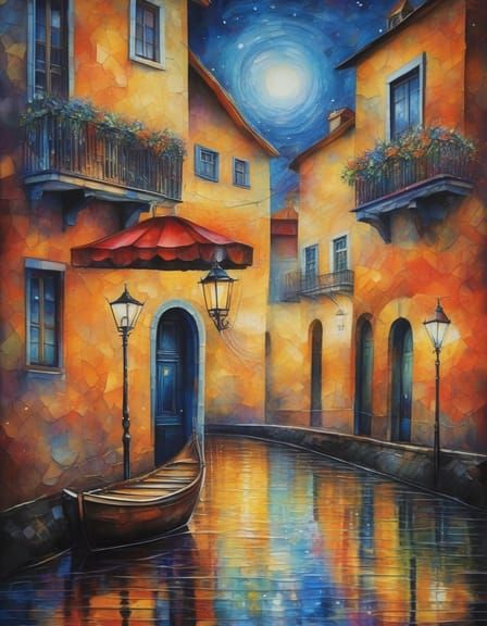 Venice Canal at Night