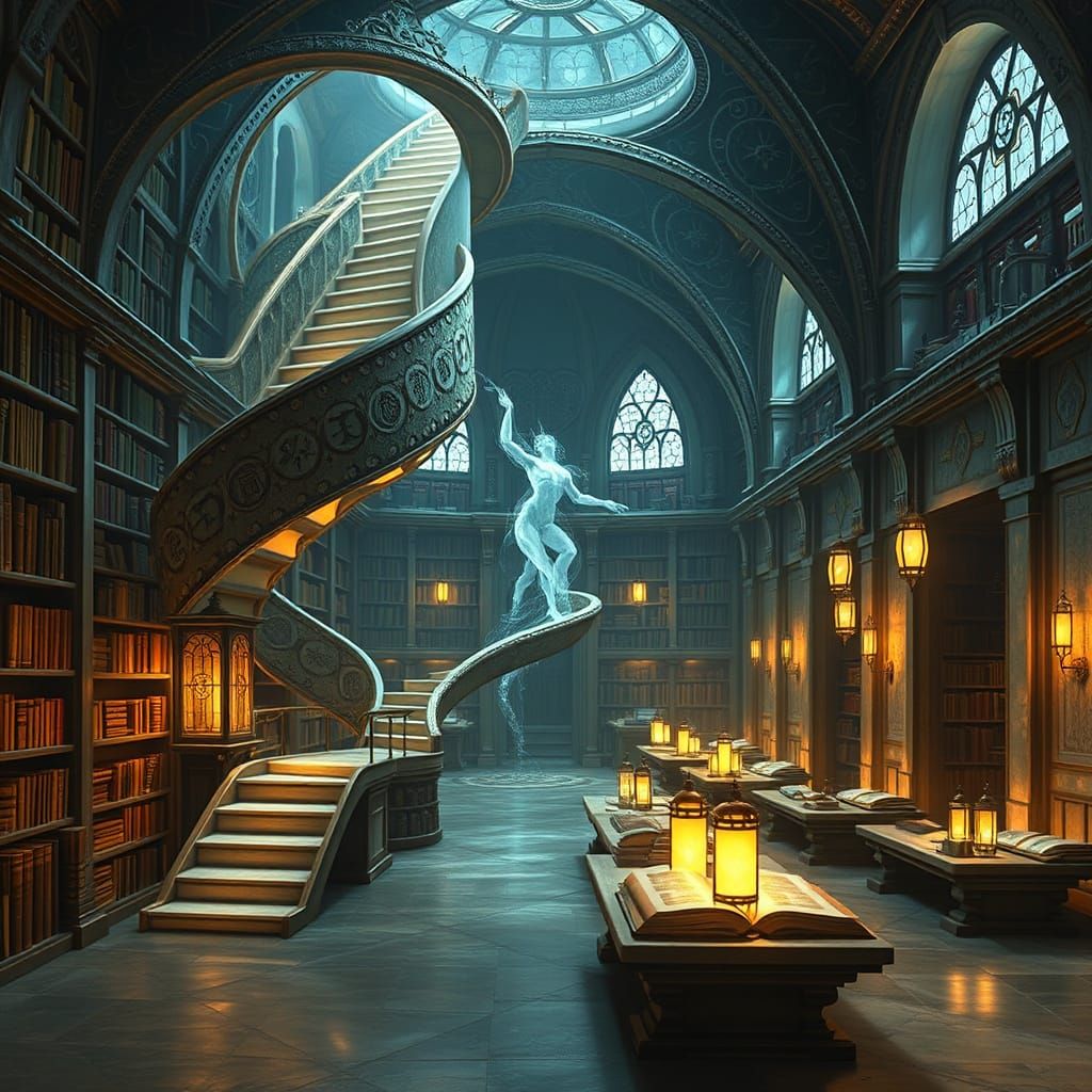Ethereal Library of Telwyne in Ancient, Mysterious Style