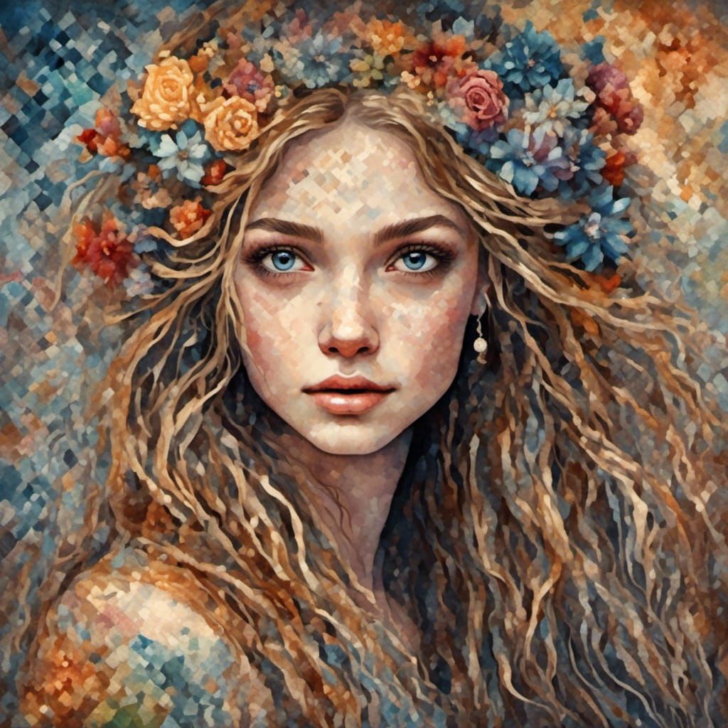 Whimsical Young Lady in Mary Blair Style