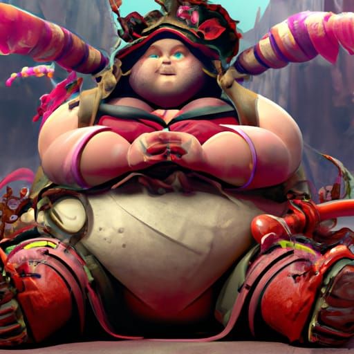 Momo Yaoyorozu: Extreme Obesity in Detailed Digital Painting