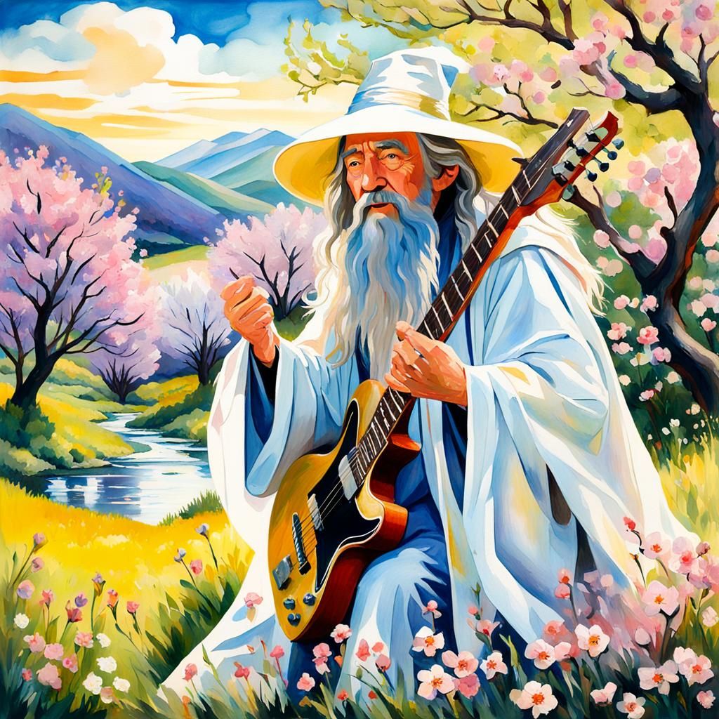 Gandalf's Electric Serenade in a Hobbit Meadow
