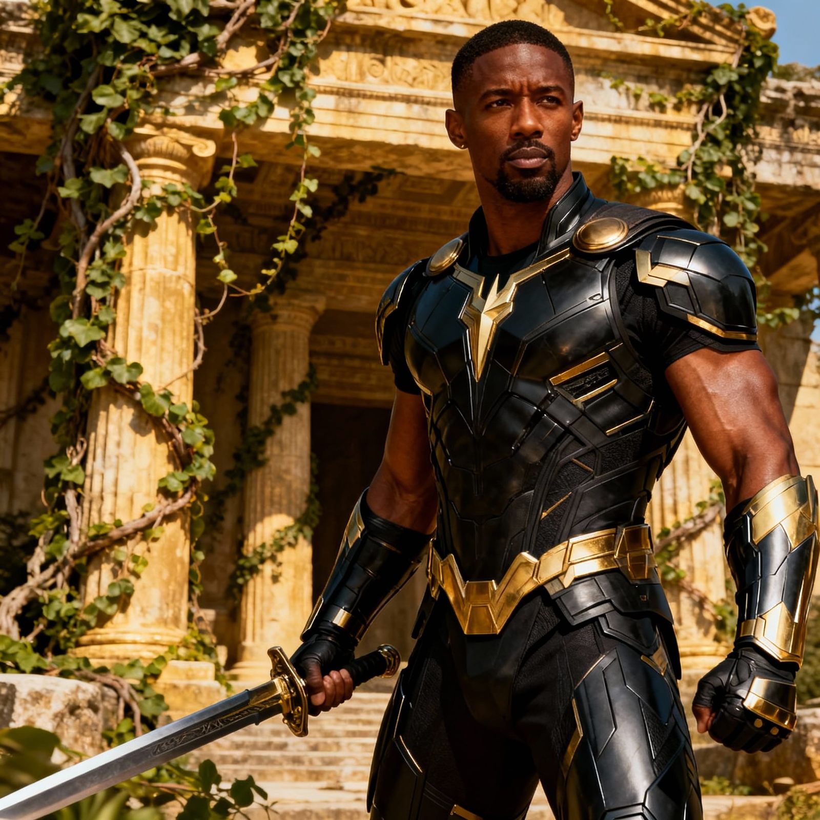 African Warrior God in Futuristic Armor