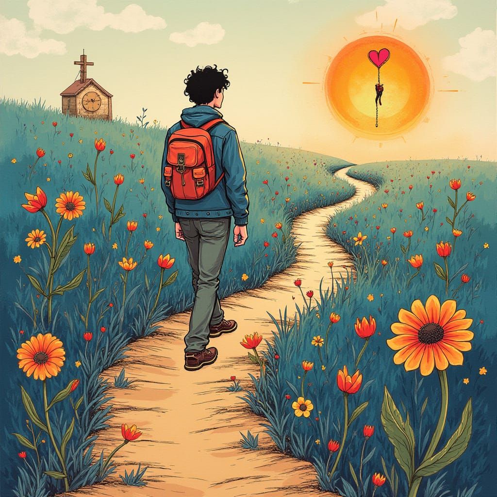 Goal Setting Path in Whimsical Watercolor Style