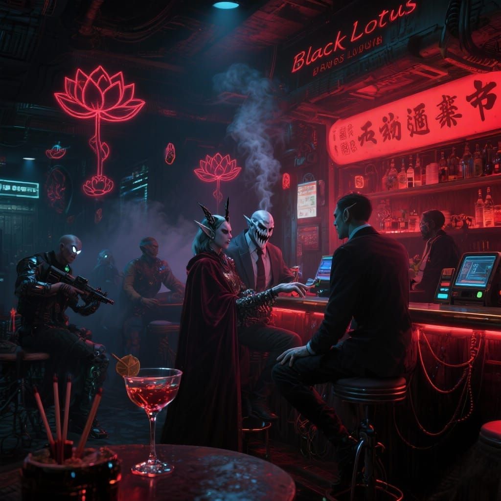 Neon Speakeasy: Cyberpunk Noir & Fantasy Bar