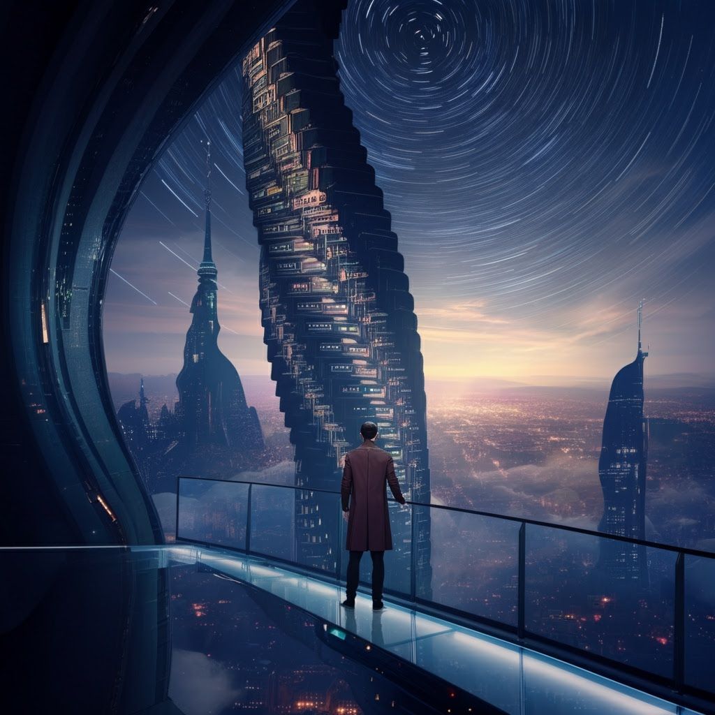 Surreal Skyscraper Cityscape in Futuristic Digital Art Style