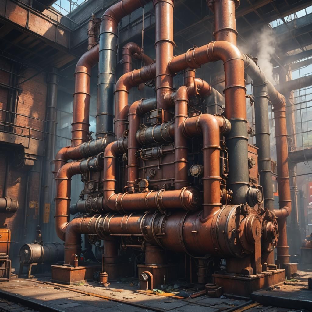 Hyperrealistic Steam Pipe Trunk Distribution Venue