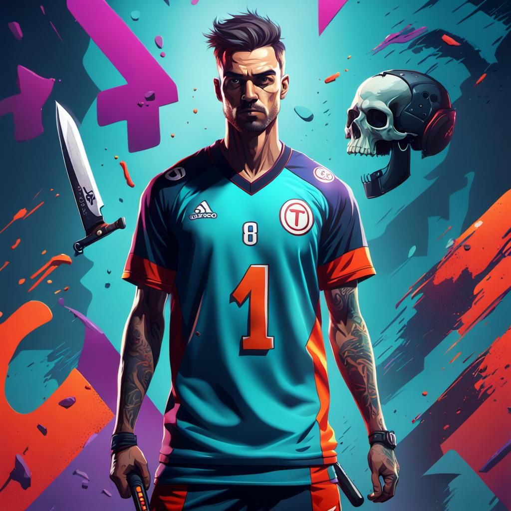 Young Man in Sports Jersey: 3D Concept Art