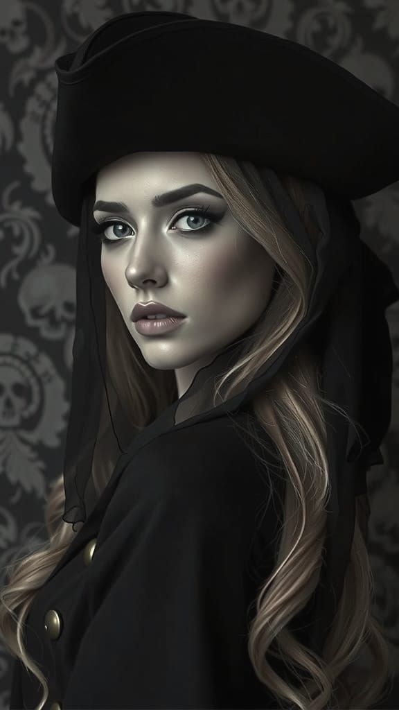 Smoky Pirate Woman in Art Deco Style