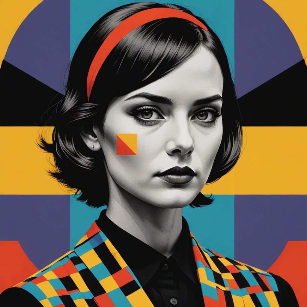 Op art potrait of woman