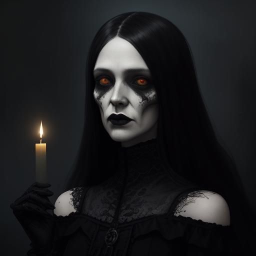 Goth Witch Portrait in Orphism Style