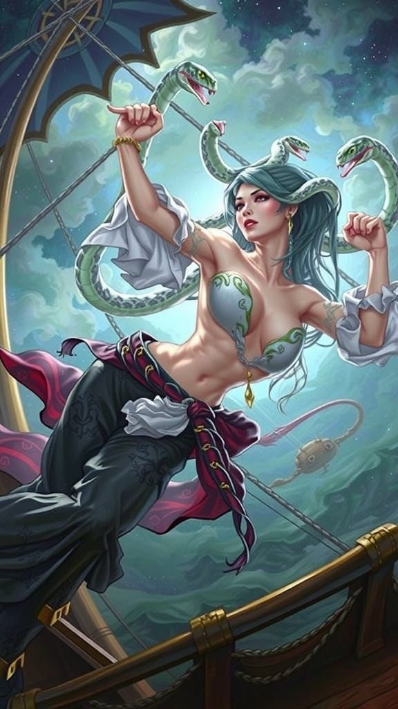 Mystical Pirate Siren in Dark Fantasy Style