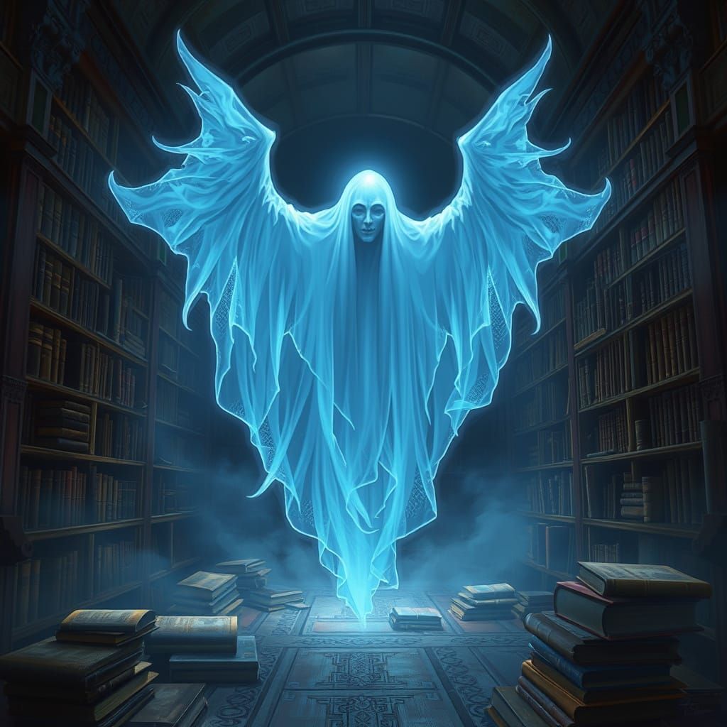 Ethereal Ghost in Ancient Library