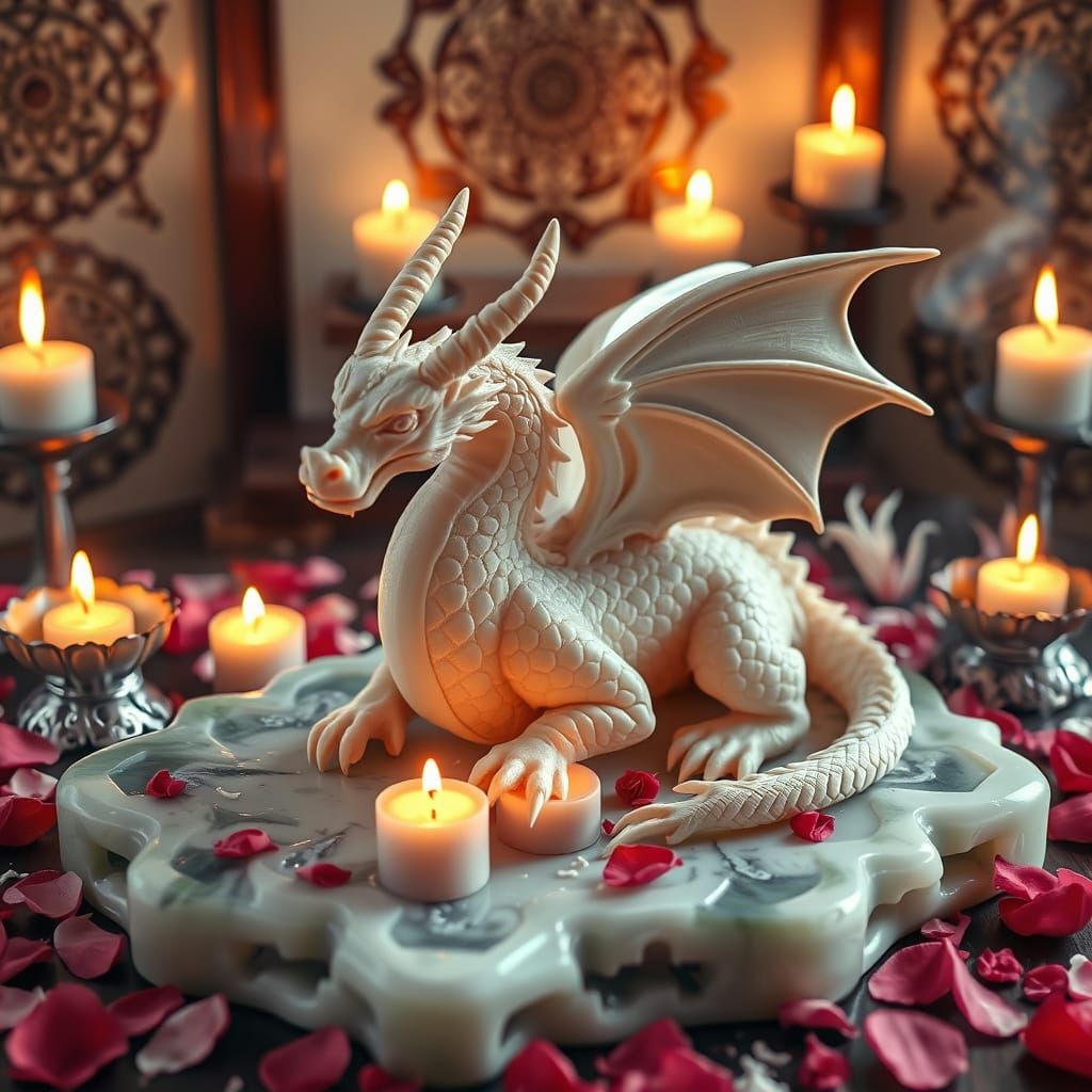 Soap Dragon Sculpture in Dreamlike Style