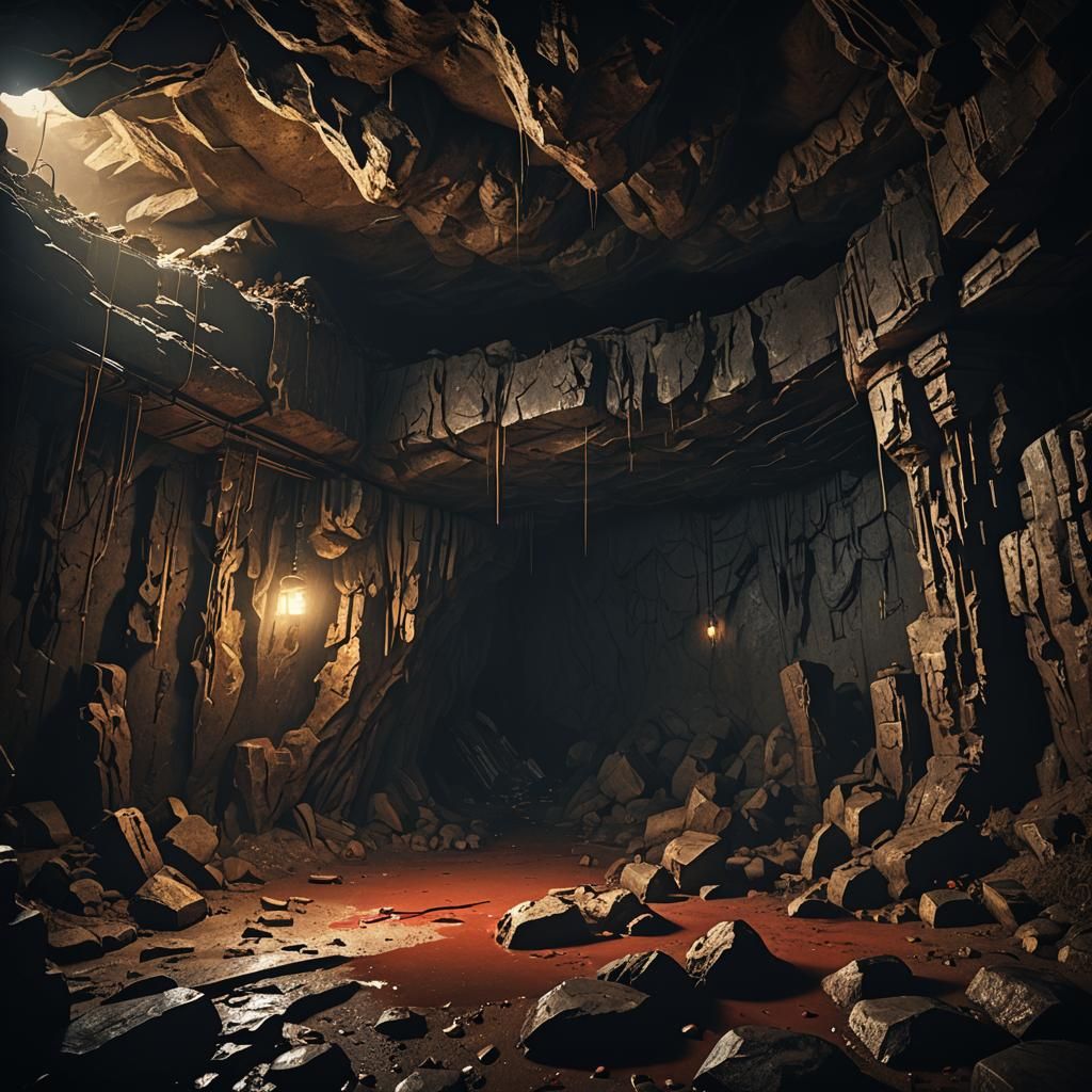Dark Cave with Statue in Epic 3D Style