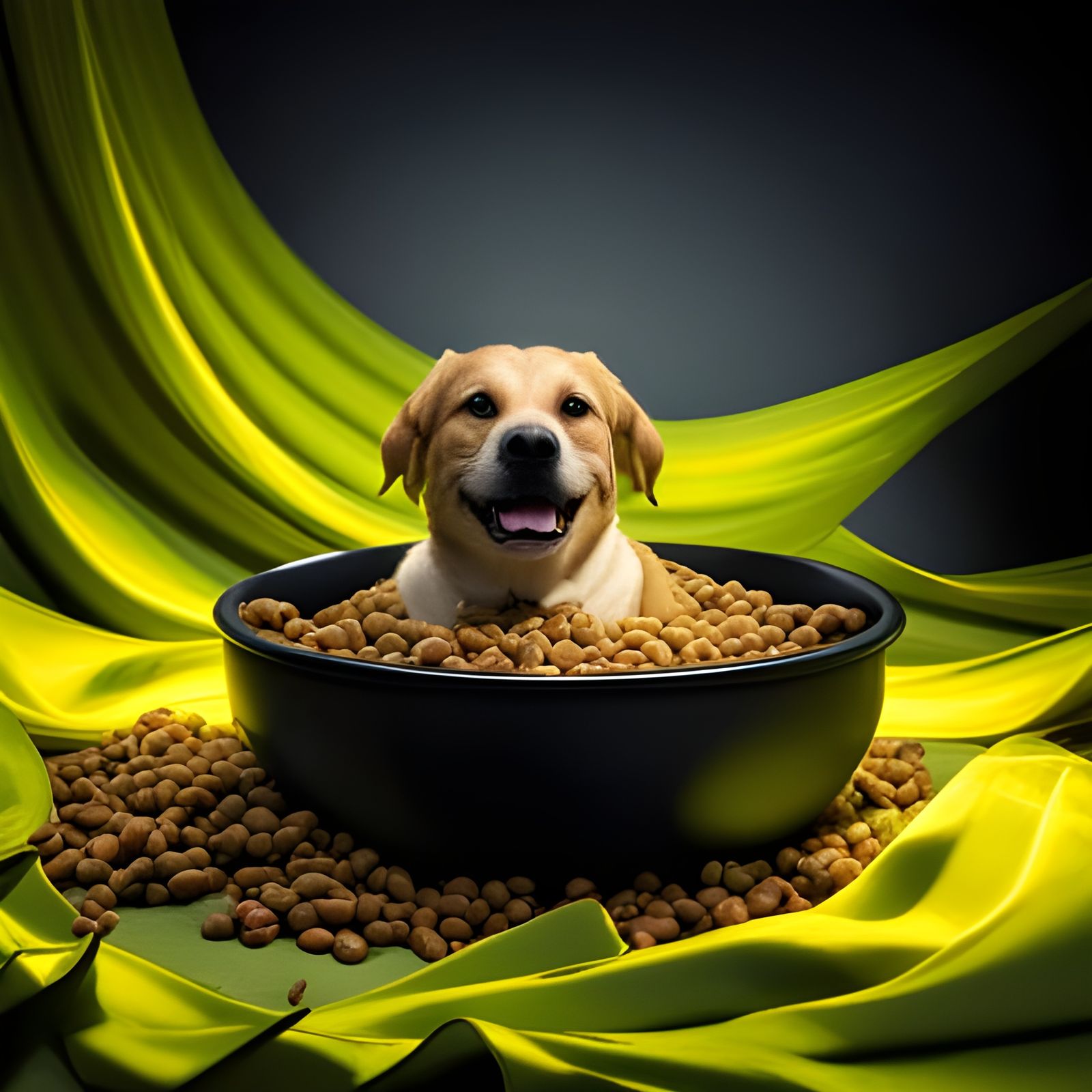 Dog Food Bowl in Dramatic Digital Painting
