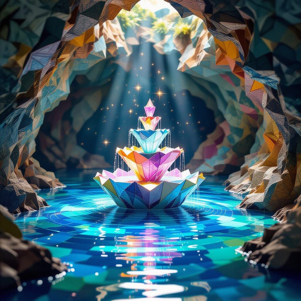 Fountain of Youth: Abstract Cubism with Origami