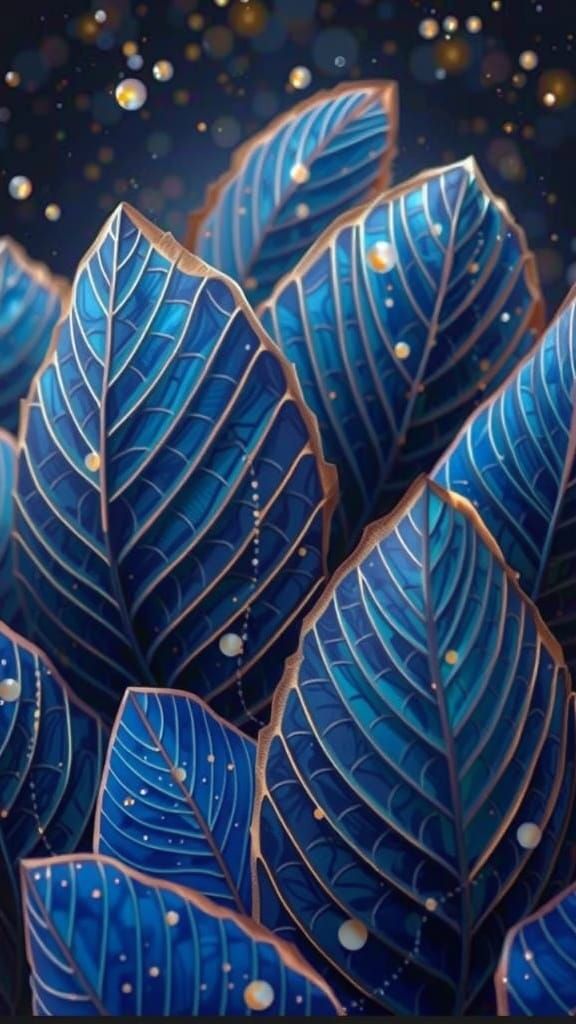 Abstract Organic Forms in Indigo and Gold