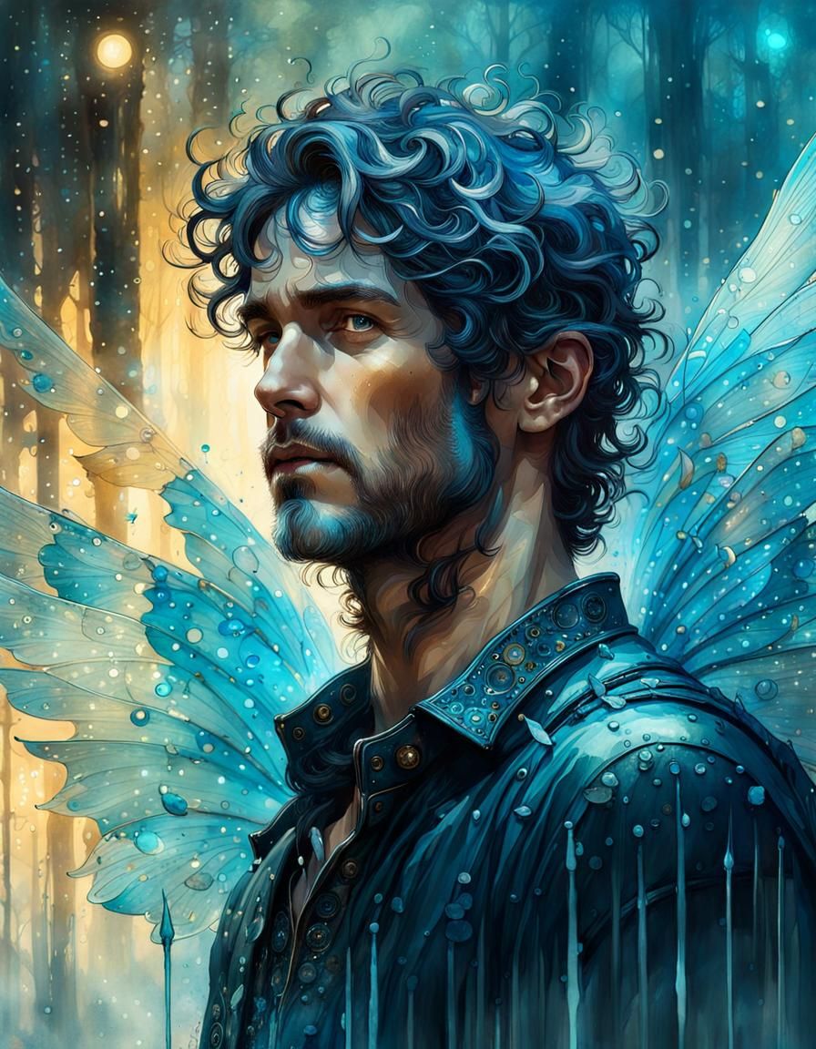 Mystical Fairy with Wings in Dreamy Klimt Style