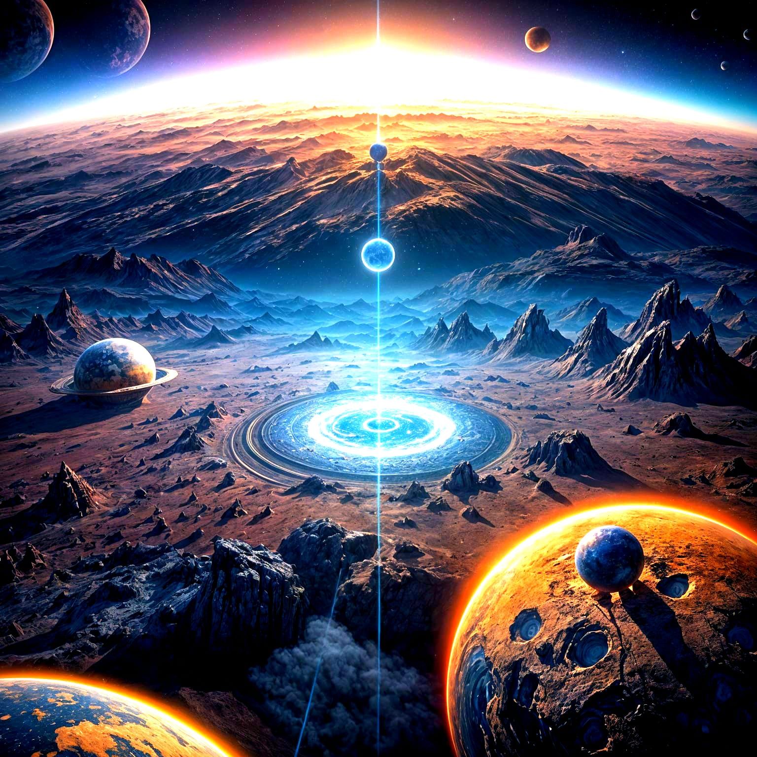 Fantastical Planets Floating in Dreamy Landscape