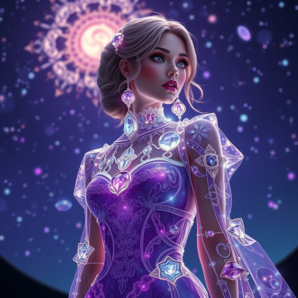 Ethereal Queen in Stained Glass Splendor