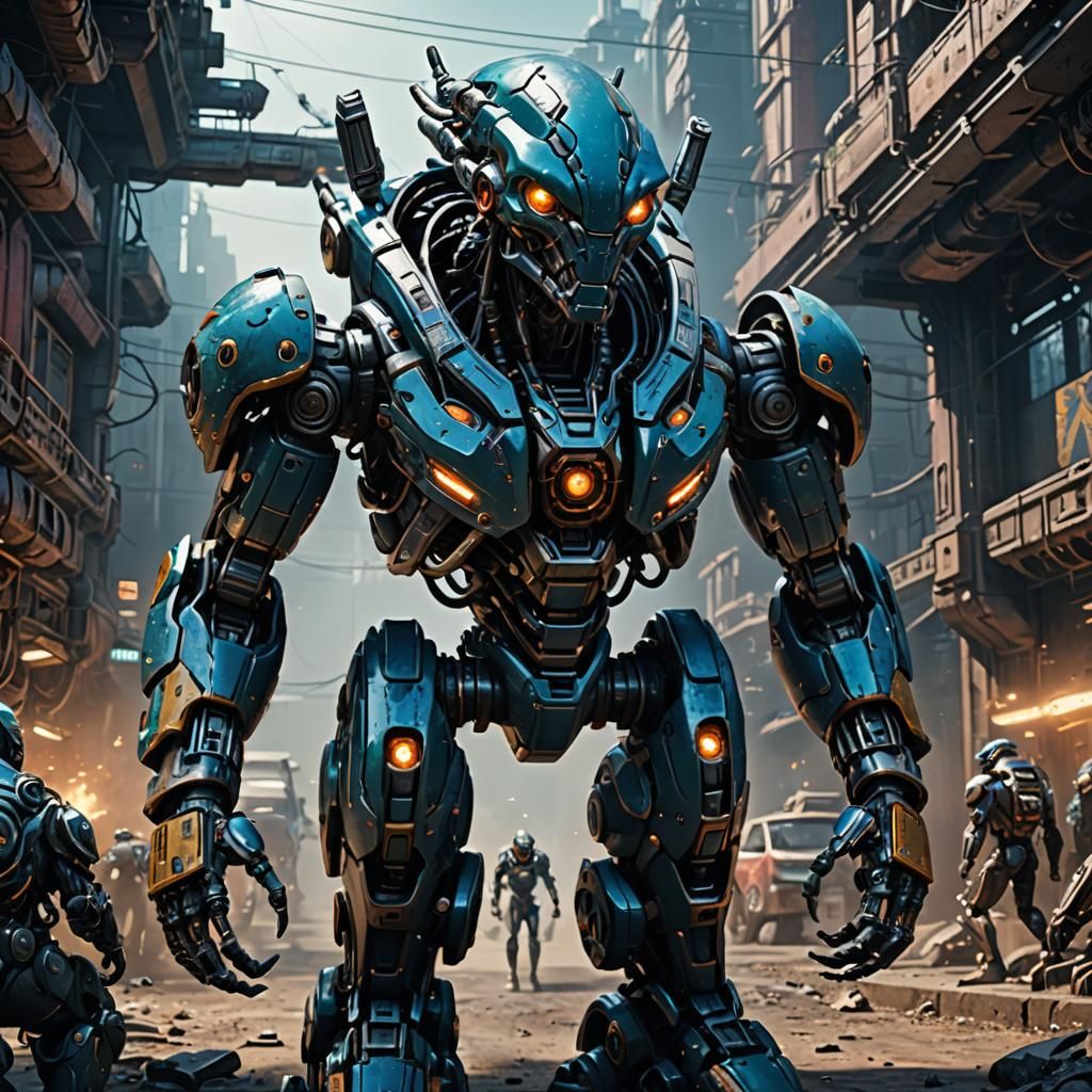 Bulky Robotic Alien Race with Sci-Fi Tech