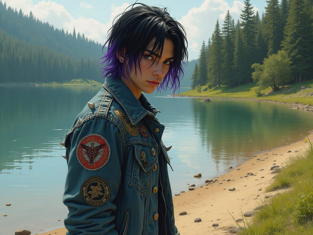 Brooding Teenager in Dreamlike Fantasy Landscape