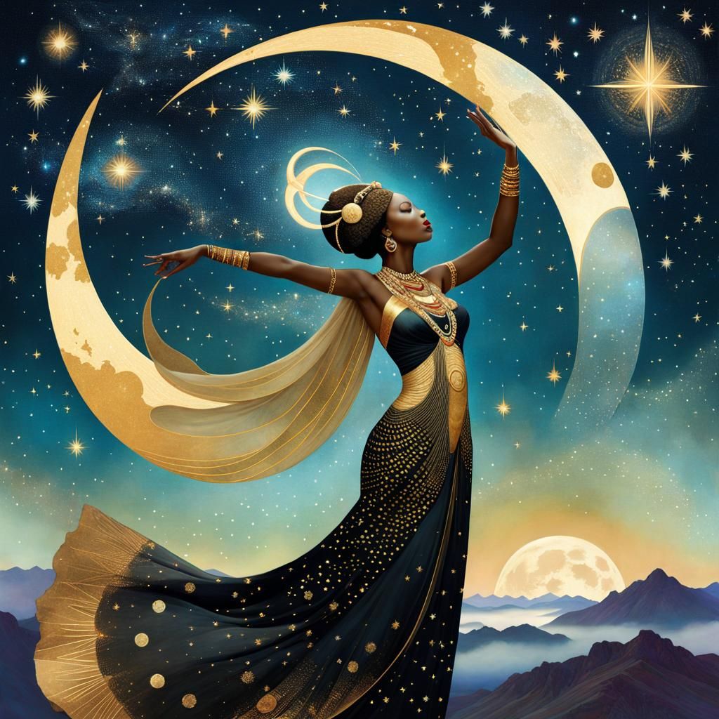 African Goddess Reaching for a Shooting Star