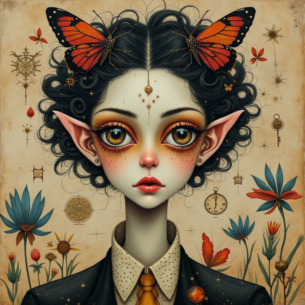 Surreal Androgynous Portrait with Stardust Hair