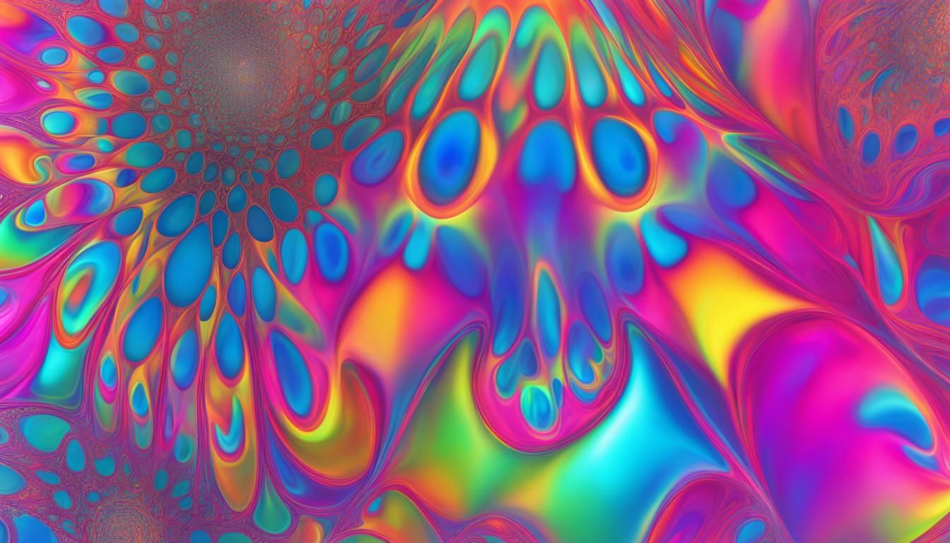 Opalescent Geometric Contraption in Fluorescent Colors