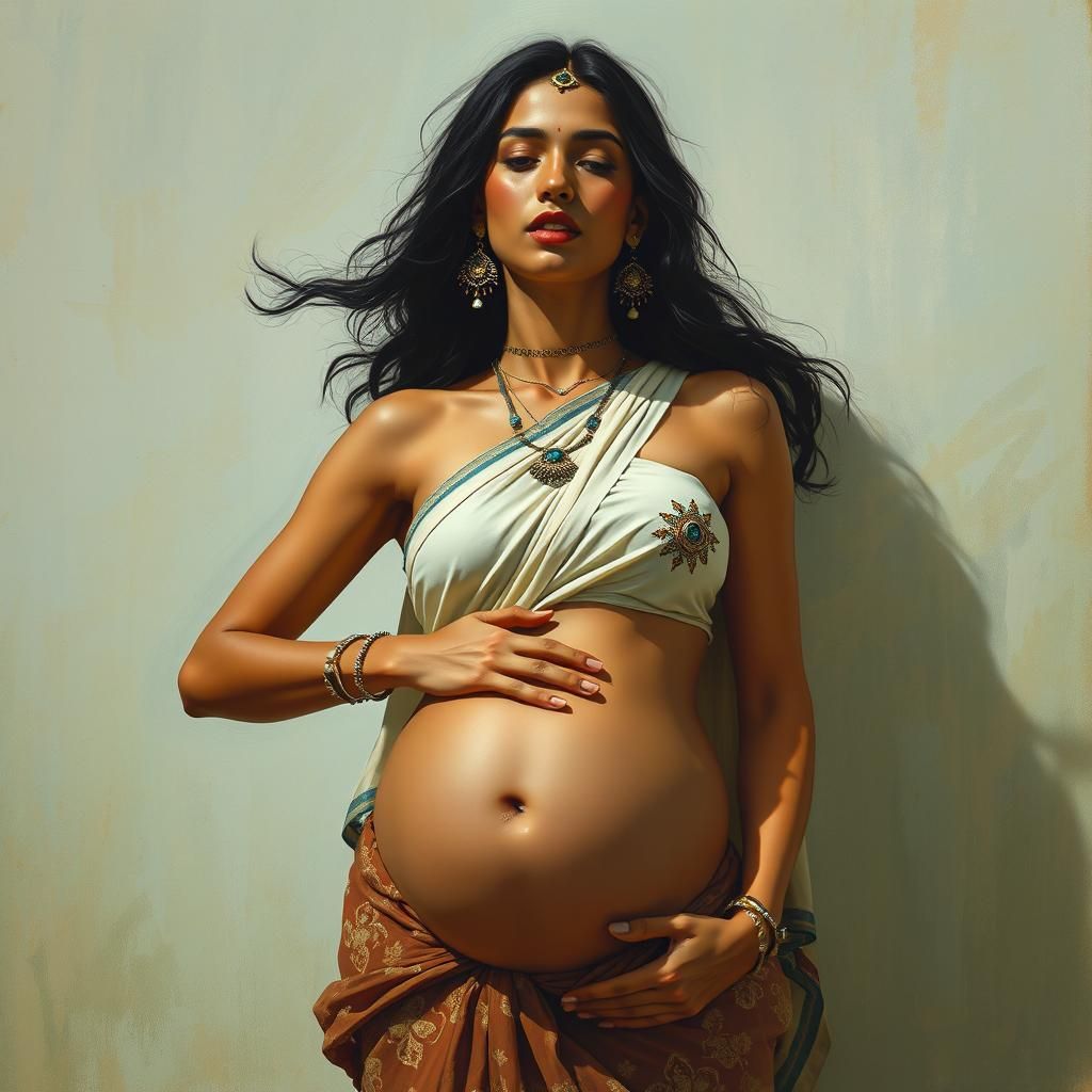 Portrait of a pregnant Indian woman