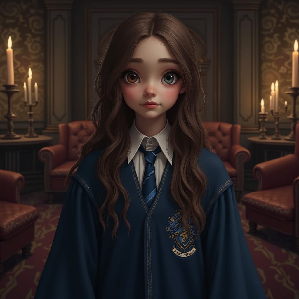 Enchanting Young Ravenclaw Girl with Mysterious Eyes