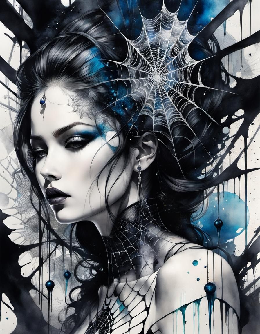 Surreal Ink Art of Spiderwebs and Icicles