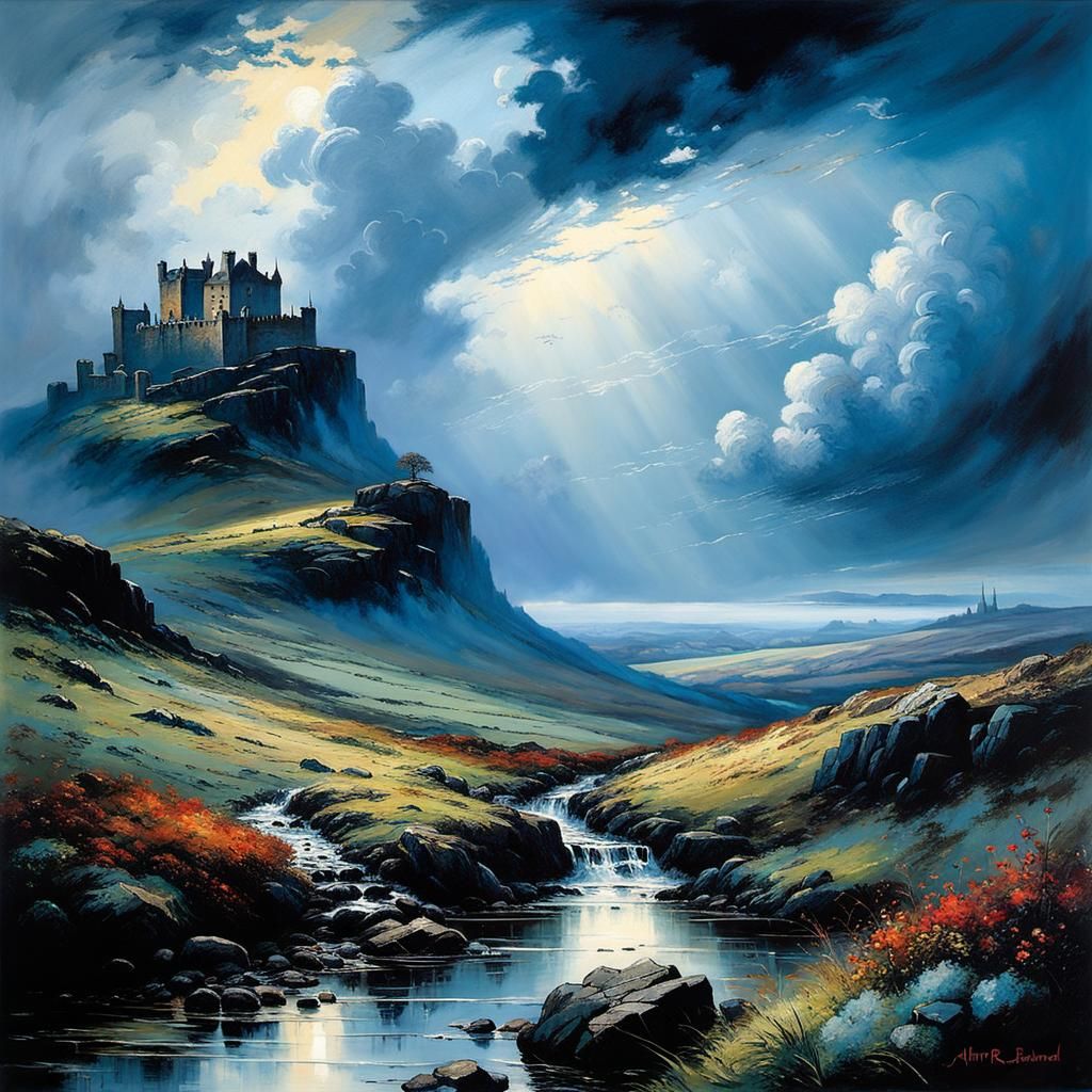 Distant Castle on Scottish Moors
