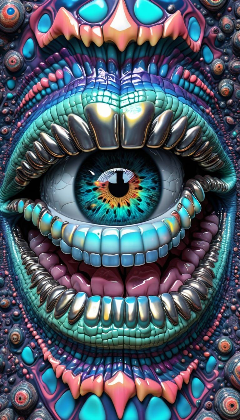 Vibrant, Hyper-Realistic Eyes in Op Art Tiling