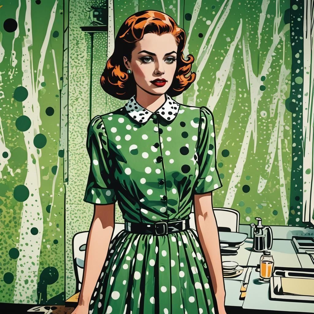Bold Green and White Pop Art Polka Dots