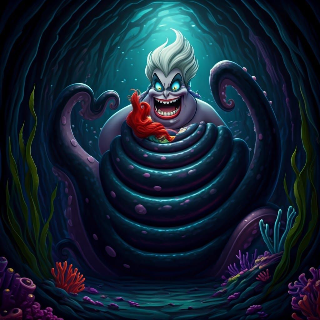 Dark Sea Witch Consumes Mermaid Princess in Haunting Underwa...