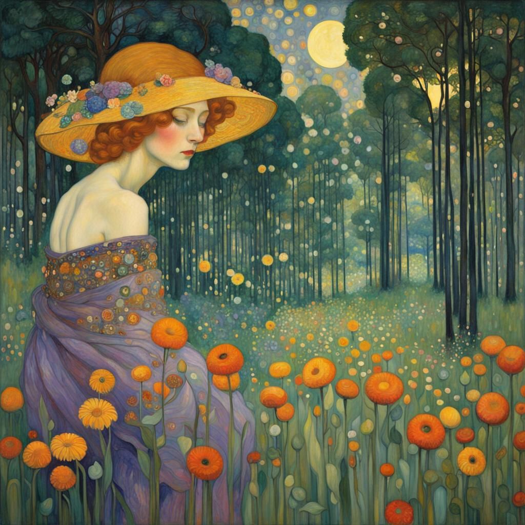 Floral Stained Glass in Art Nouveau Style