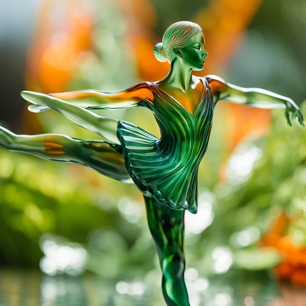 Crystal Ballet Dancer Art Glass Sculpture