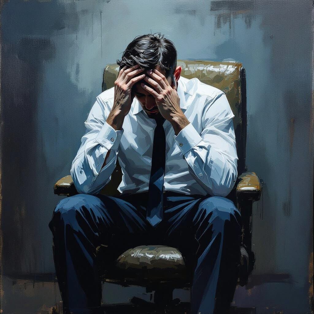 Executive Despair: A Somber Portrait of Lost Hope