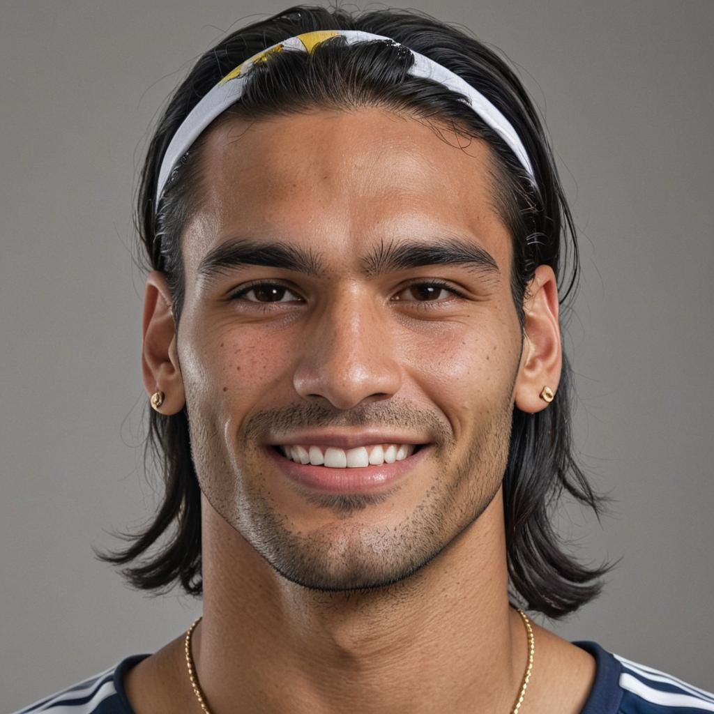 Colombian Soccer Player Portrait in Hyperrealistic Studio Ph...