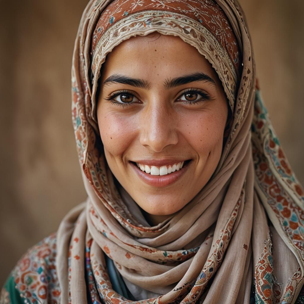 Beautiful Afghan Woman Portrait in Warm Lighting