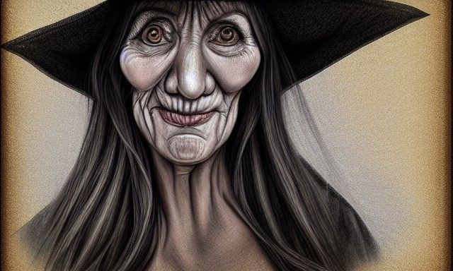 Hyperrealistic Portrait of an Old Witch