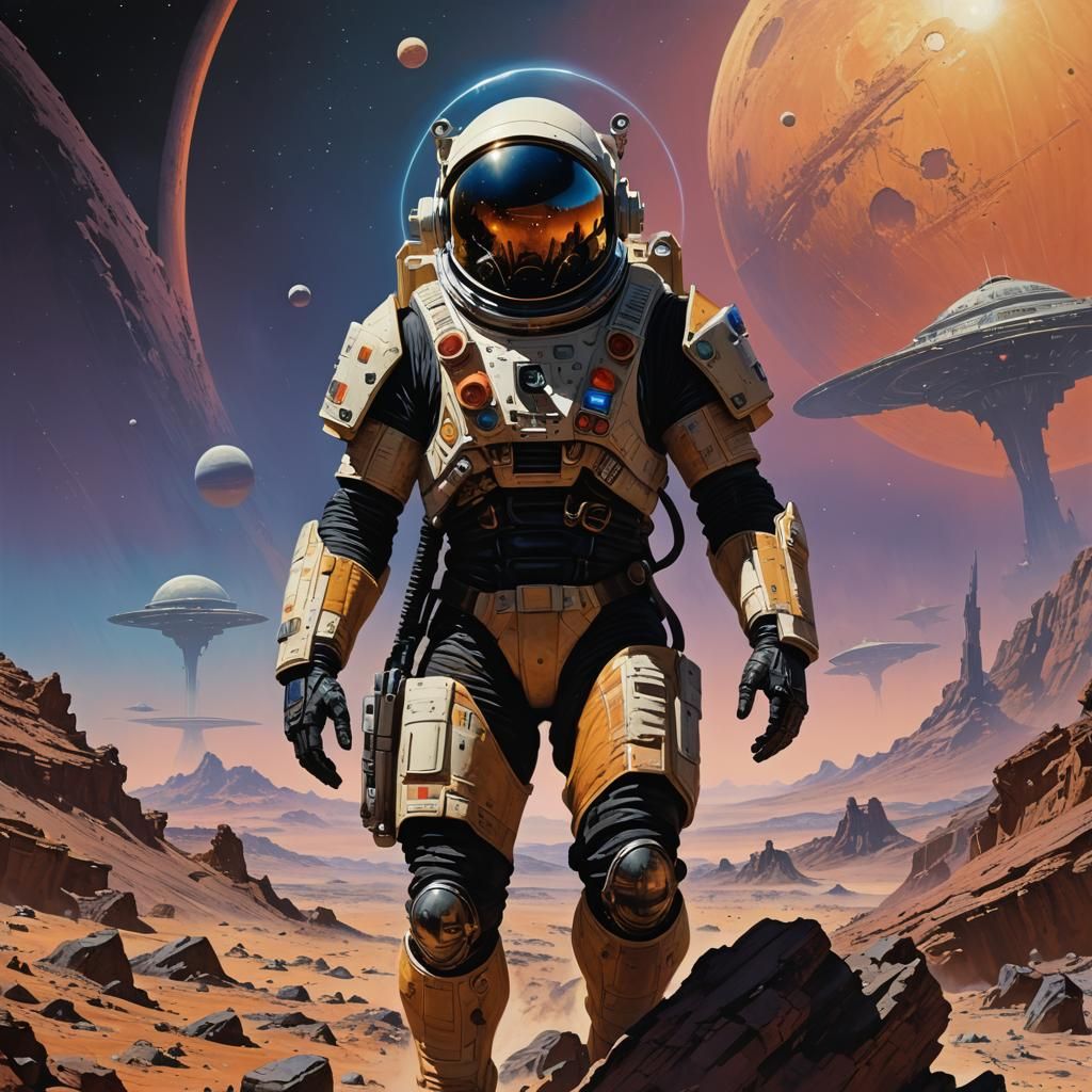 Space Soldier on Alien Planet in Sci-Fi Style